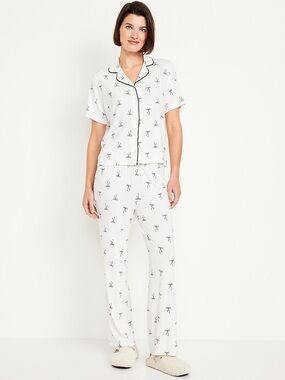Old Navy White Pajama Pants with Black Bow Accents